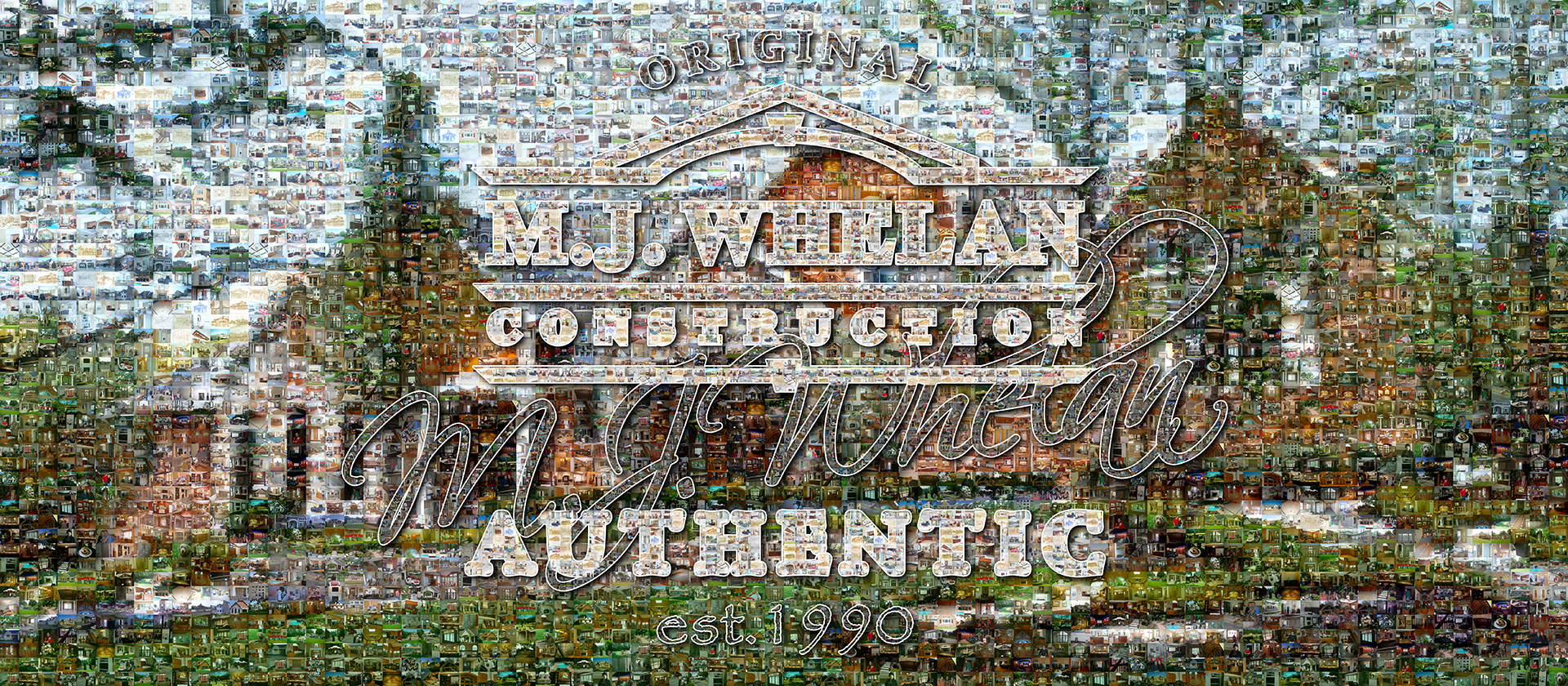 photo mosaic 1155 construction images make up this company mural for M. J. Whelan Construction
