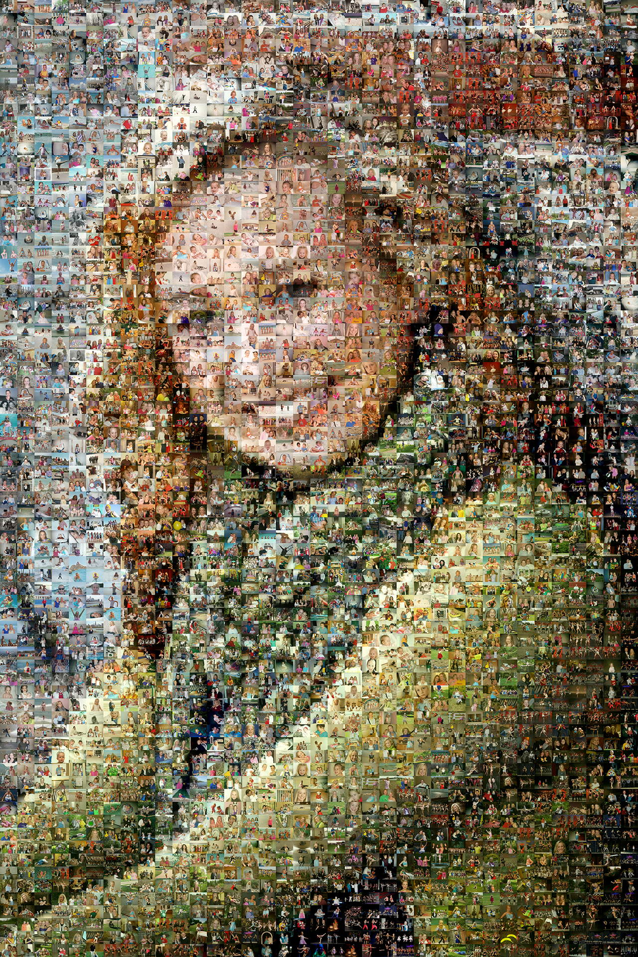 photo mosaic created using over 3600 photos of family and friends