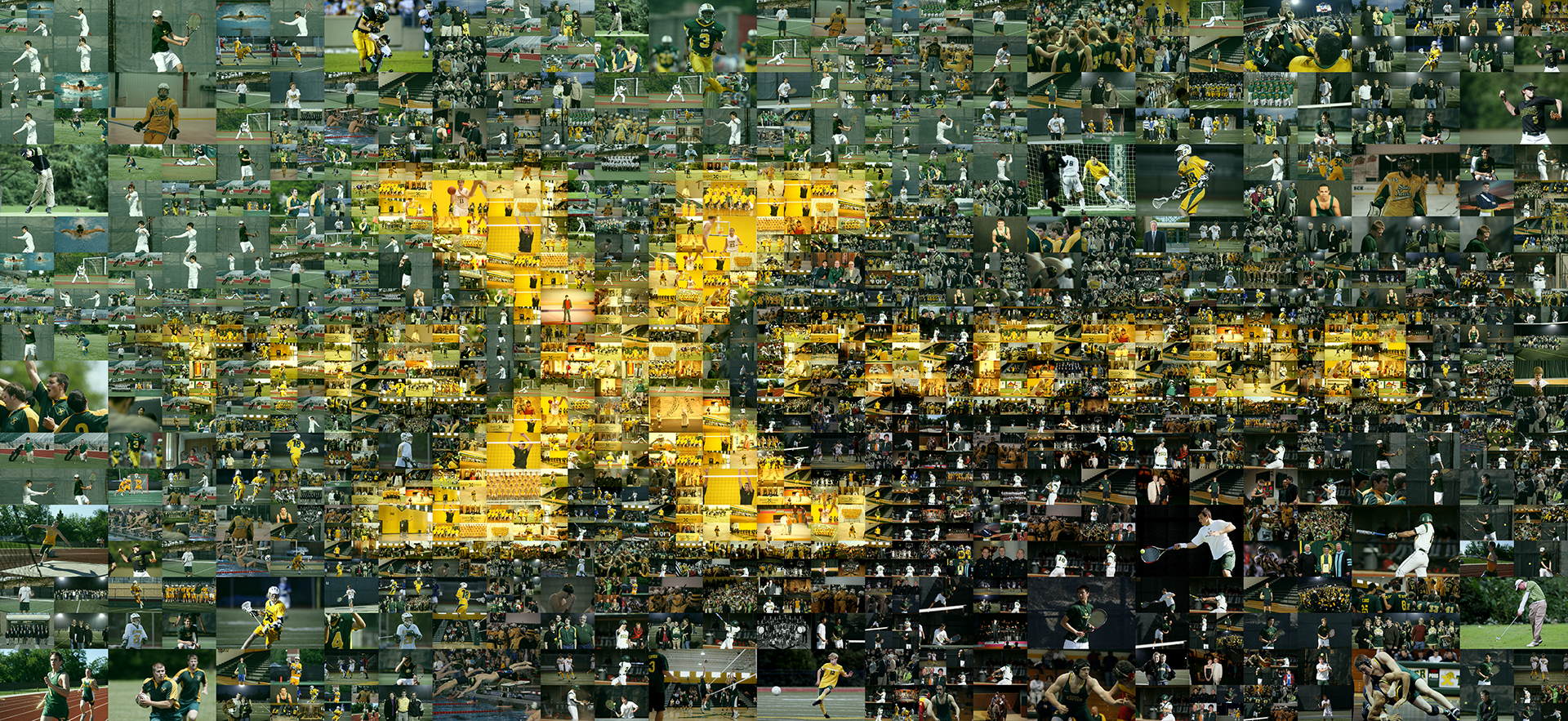 photo mosaic A unique multi-size cell mosaic created using over 1,300 school sports photos